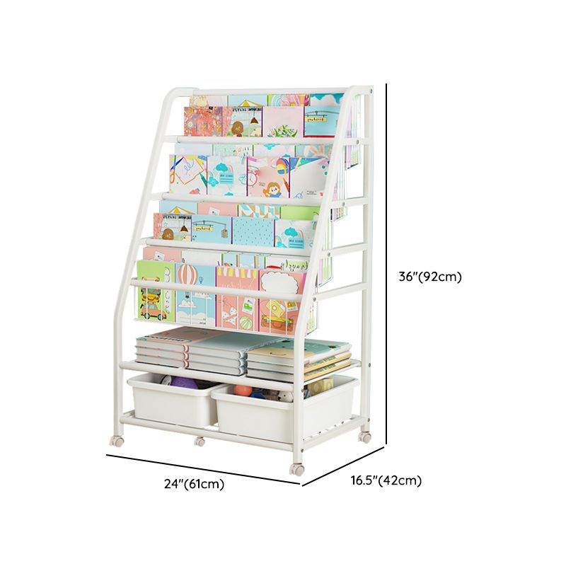 Scandinavian Metal Book Shelf Freestanding Book Display in White