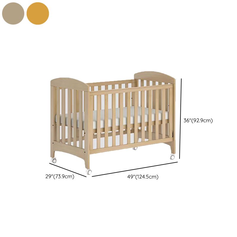 Modern Convertible Crib Baby Crib Wood Cedar Crib with Casters