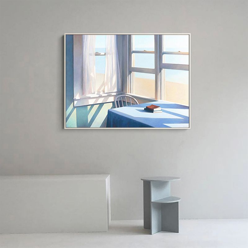 Scandinavian Window Wall Decor Blue Still Life Canvas Print for Living Room (Multiple Sizes)