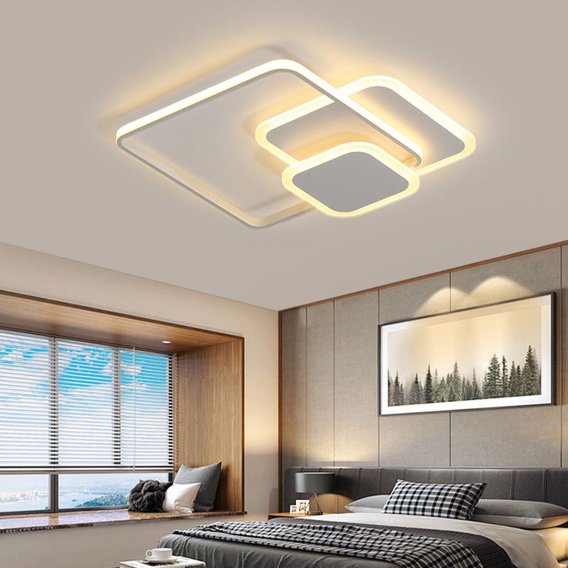 3-Light LED Flush Mount Modern Metal Circle Ceiling Mounted Fixture for Bedroom