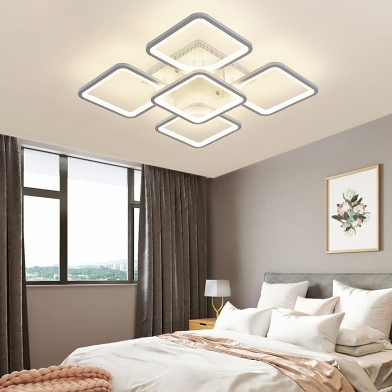 Acrylic Square Semi Flush Mount Ceiling Light Modern Style LED White Semi Flush Mount