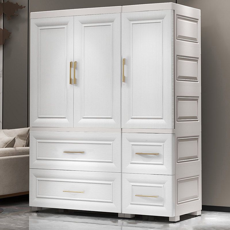 Modern Style Plastic Kids Closet Bedroom Youth Armoire with Drawers