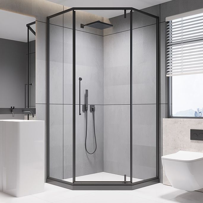 Contemporary Shower Stall Clear Neo-Angle Semi-Frameless Shower Stall