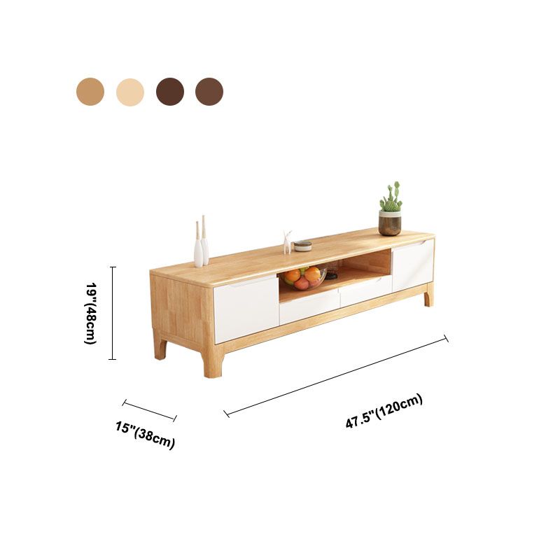 Modern TV Stand with Storage Cabinets, TV Stand in Wooden Tone