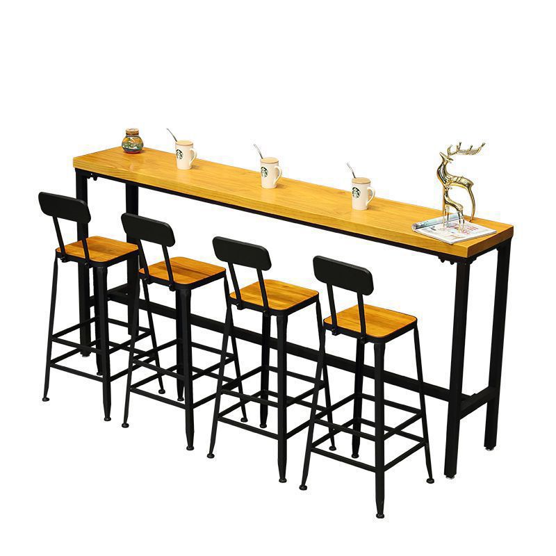 Solid Wood and Metal Pub Bar Table Industrial Rectangle Counter Wine Table