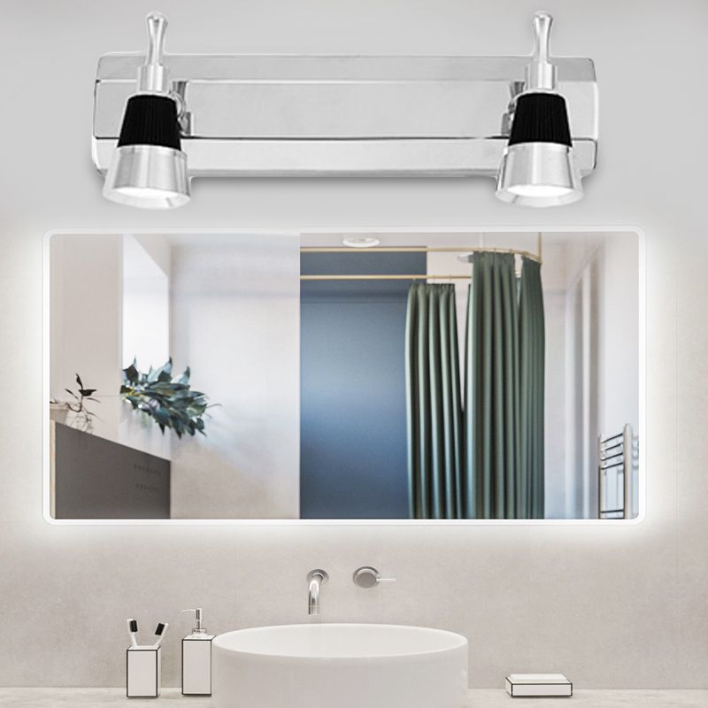 Luz de tocador de cono modernista aluminio cálido/iluminación blanca de 2/3 lámpara de pared de baño en acero inoxidable