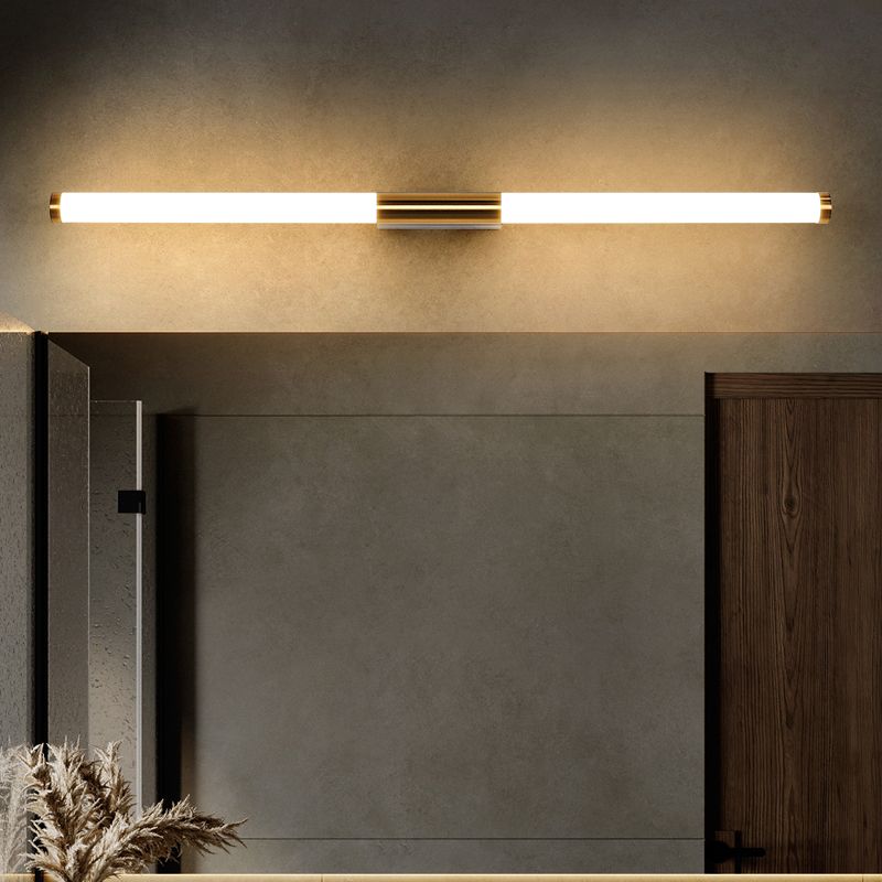 Modern Metal Wall Sconce Linear Shape Vanity Lamp with Plastic Shade