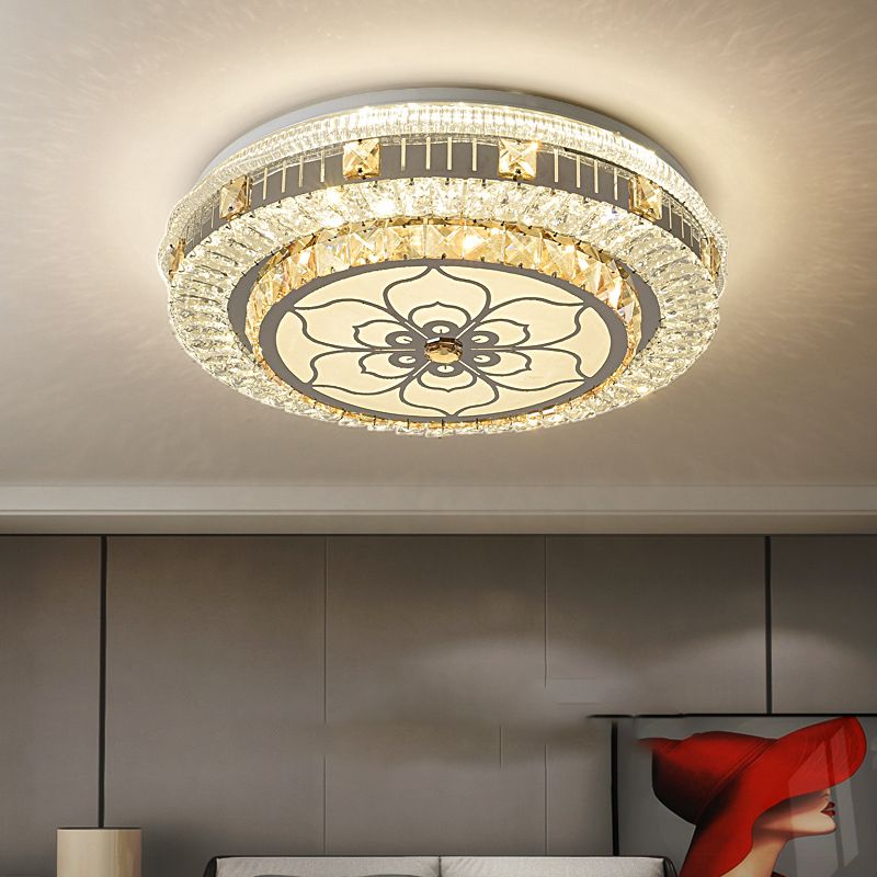 Crystal Round LED Ceiling Lamp Modern Style Flush Mount Light for Bedroom