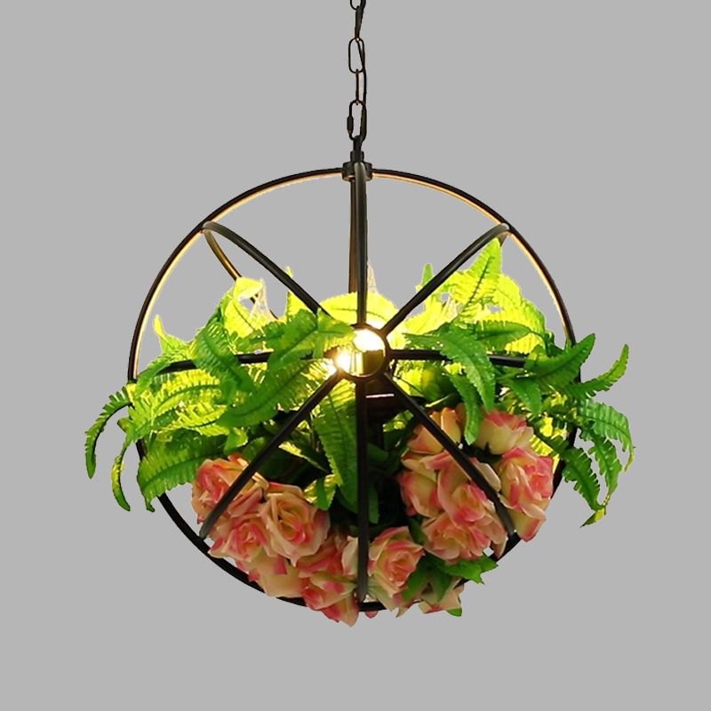 Antiek wereldwijd hangende kroonluchter 4 lampen metaal LED Rose hanglamp in het zwart