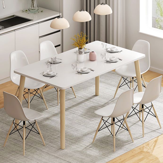 Zeitgenössische Rechteckform Standard Dining Set MDF natürliches Esssatz mit 4 Beinbasis