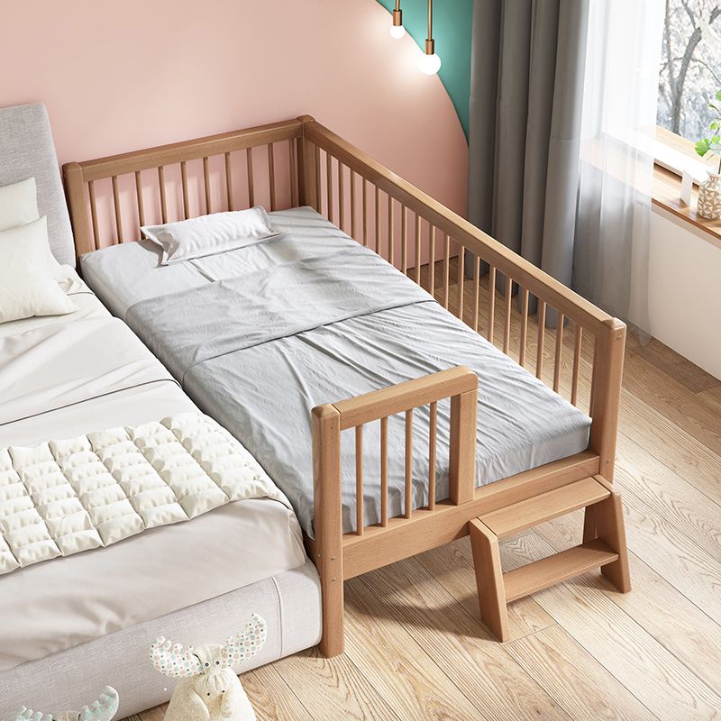 Convertible Baby Crib Farmhouse Solid Wood Crib with Guardrail