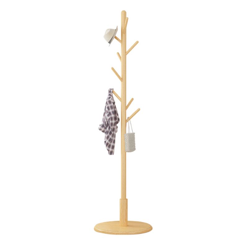 Coastal Entryway Kit,Hall Tree with 8 Hooks in Brown-Engineered Wood