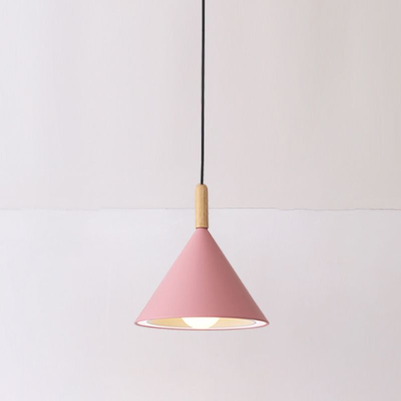 Metal Cone Shade Hanging Lights Modern Macaron Style 1 Light Hanging Mount Fixture