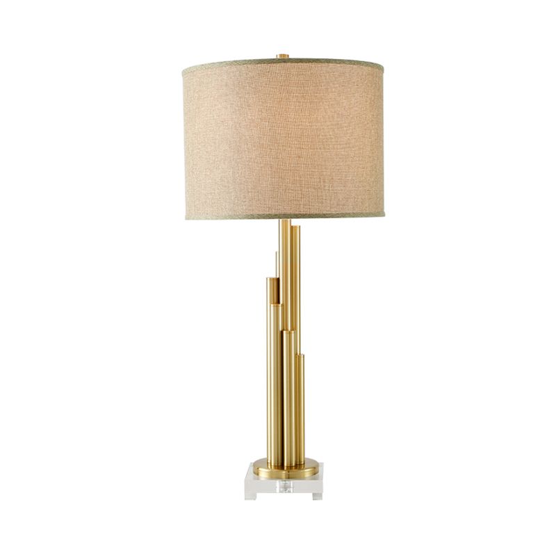 1 Bulb Dining Room Task Lamp Modernism Flaxen Reading Book Light with Drum Fabric Shade