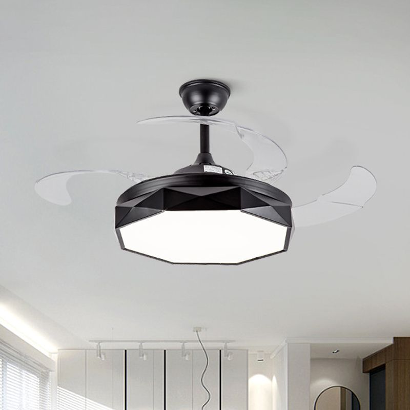 Prismy Living Room Ceiling Fan Light Metallic 15.5" Wide LED Nordic Semi Flush Mount, 4 Blades