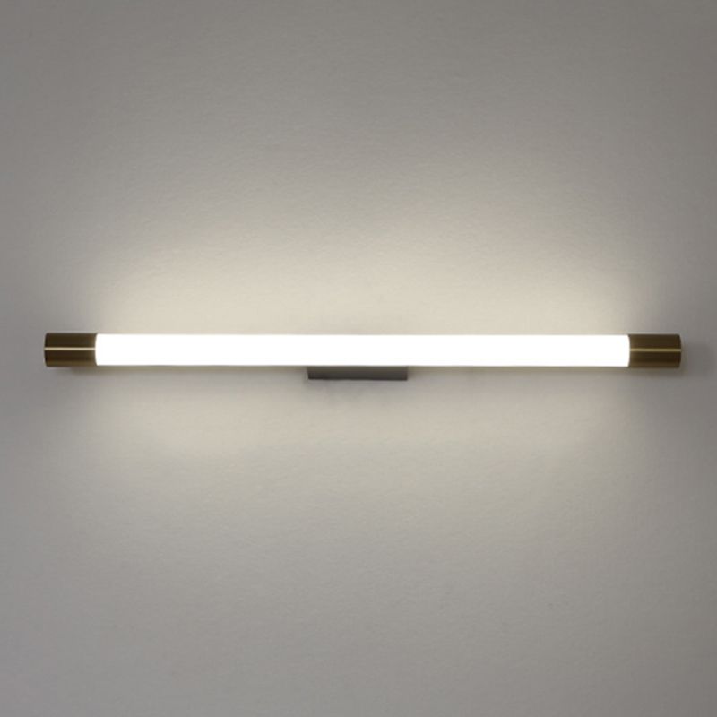 1-Light Linear Shade Wall Sconce Modern Style Metal Mirror Wall Lighting in Gold