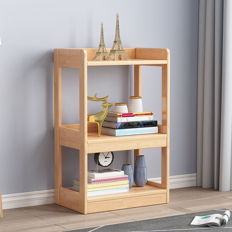 Modern Standard Bookshelf Wooden Open Back Bookcase with Rectangular Shelves