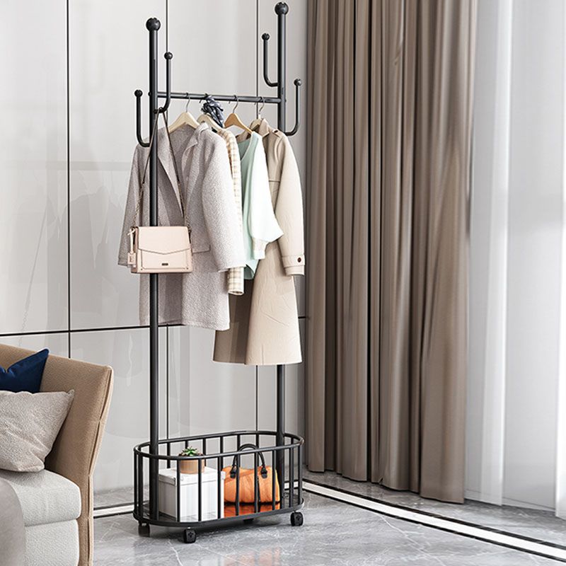 Contemporary Hall Stand Metal Hooks Shelving Included Free Standing Coat Rack