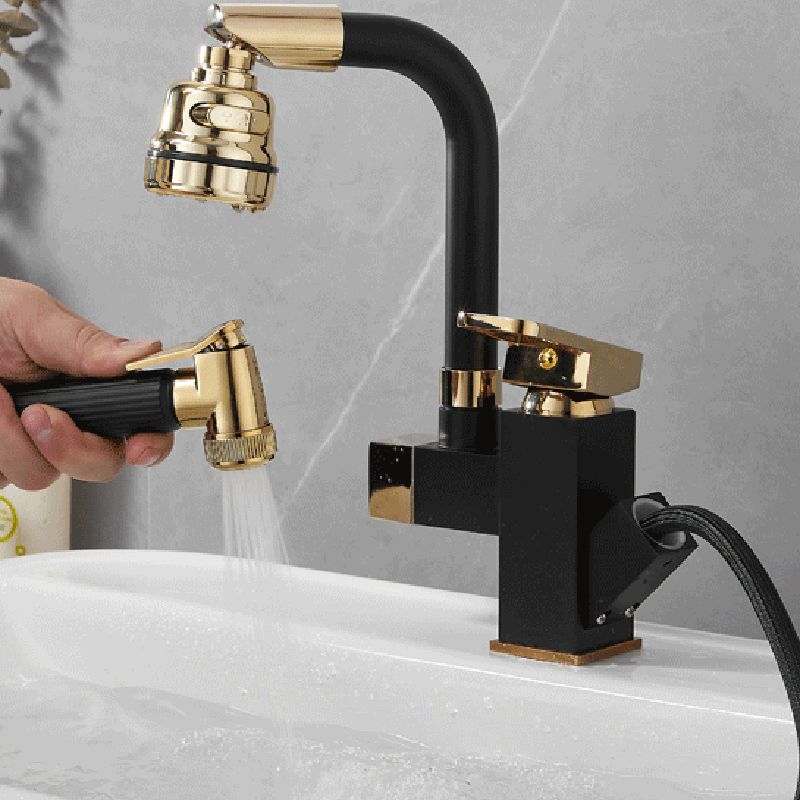 Luxury Vessel Sink Faucet Single Handle Swivel Spout with Side Spray