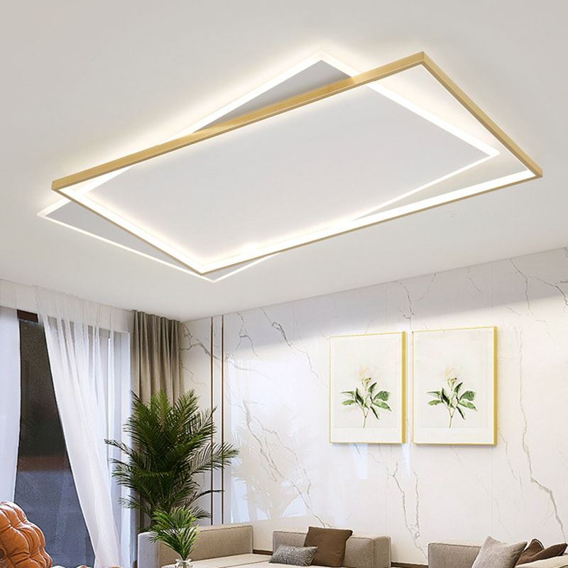 Modern Metal Flush Mount Geometric Shape Ceiling Light with Acrylic Shade