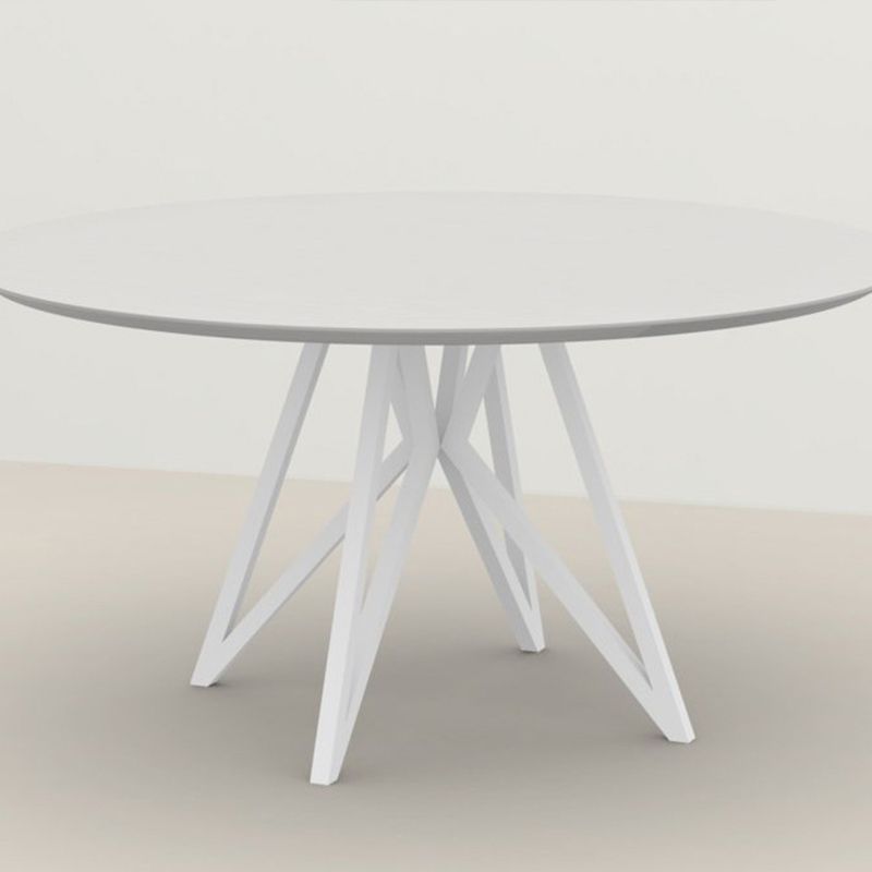 Metal Contemporary Round Dining Table Pine Wood Top Table for Dining Room