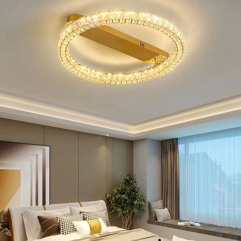 Circle Flush Ceiling Light Fixtures Modern 1 Light Flush Mount in Gold