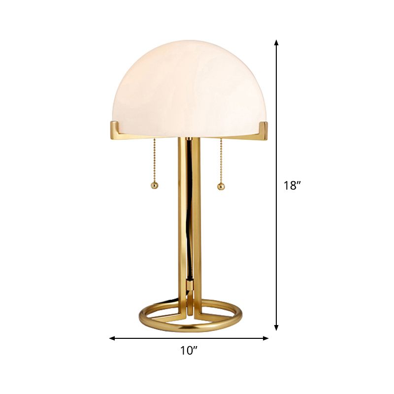 Bowl Metal Nightstand Lamp Minimalist White Glass 1-Head Gold Night Lighting for Bedroom