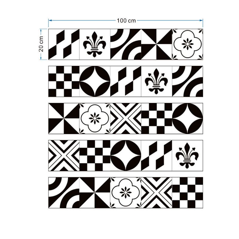 Geometric Shapes Stick Wallpaper Panel Black and White Bohemia Wall Art for Bathroom