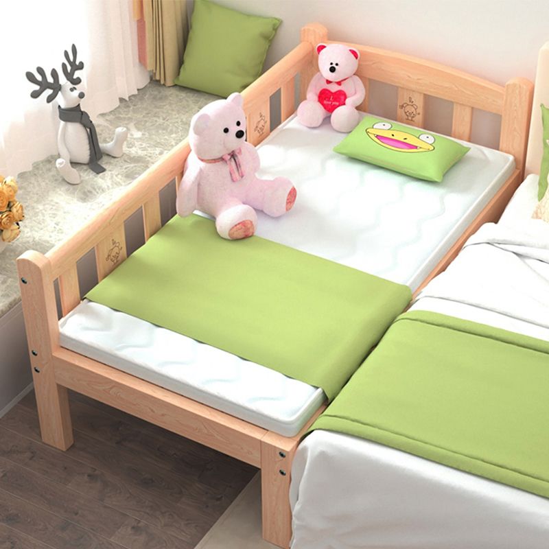 Contemporary Solid Wood Standard Bed Low Open-Frame Kids Bed with Guardrail