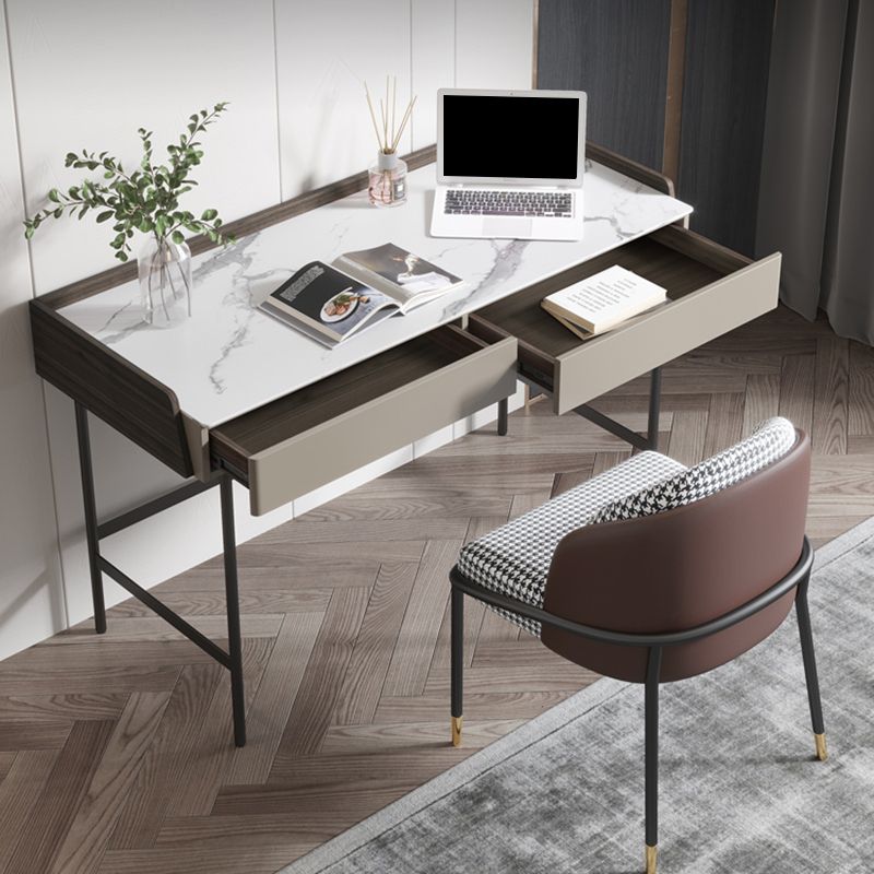 Modern Office Task Desk Rectangular Shape Grey Writing Desk with 4 Legs