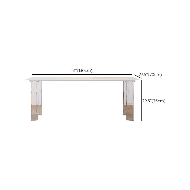 White Stone Dining Table Set with Acrylic Chairs 1/2/5/7 Pcs Modern Dinette Set