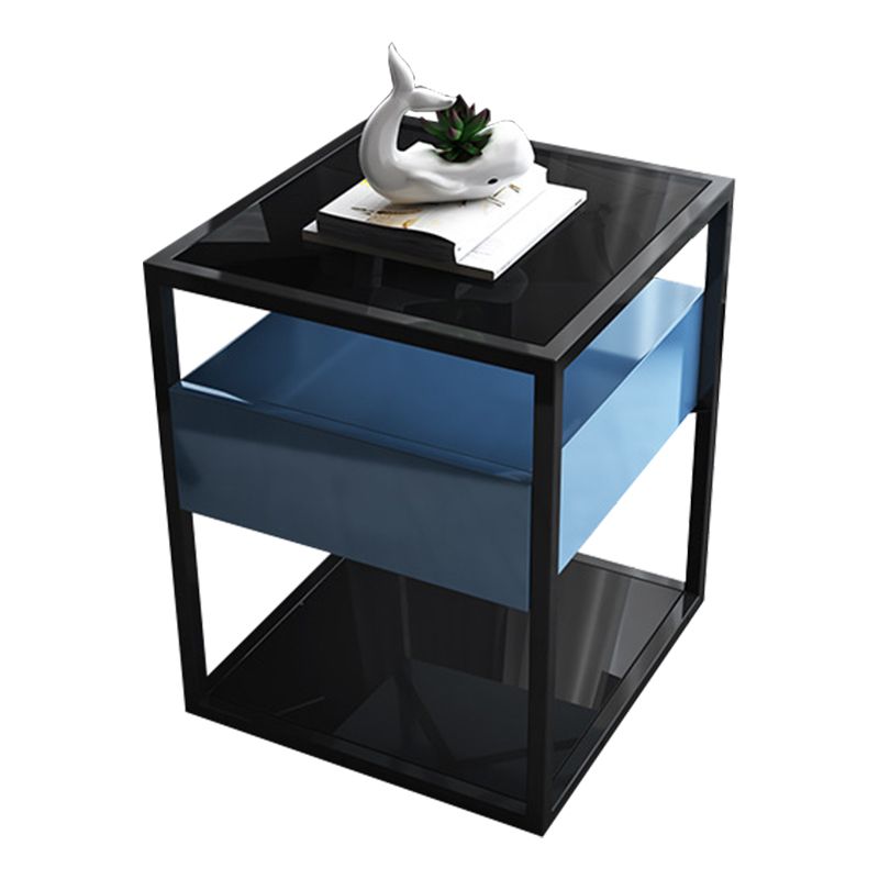 Open Storage Bed Nightstand Contemporary Bedside Cabinet with Drawer