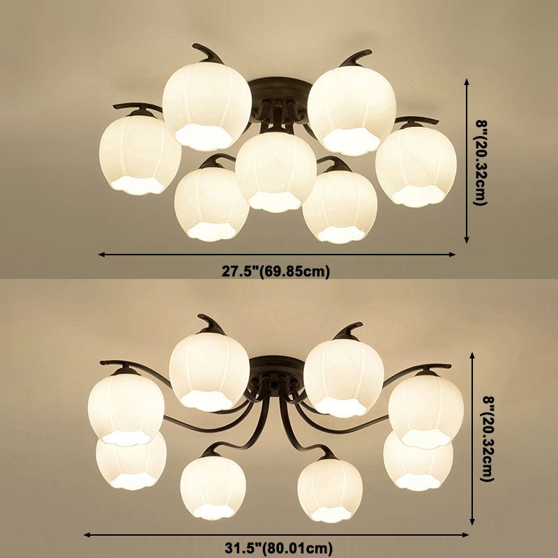 Simple Flush Mount Light Fixture Modern Ceiling Lamp with Glass Shade for Living Room