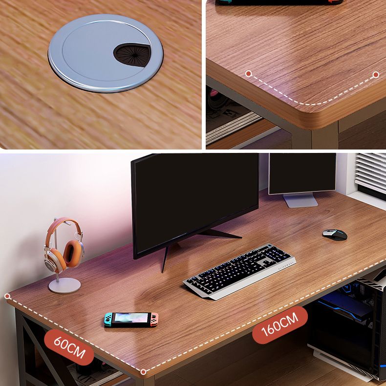 Modern Wood Computer Desk Cable Management Rectangular Office Desk