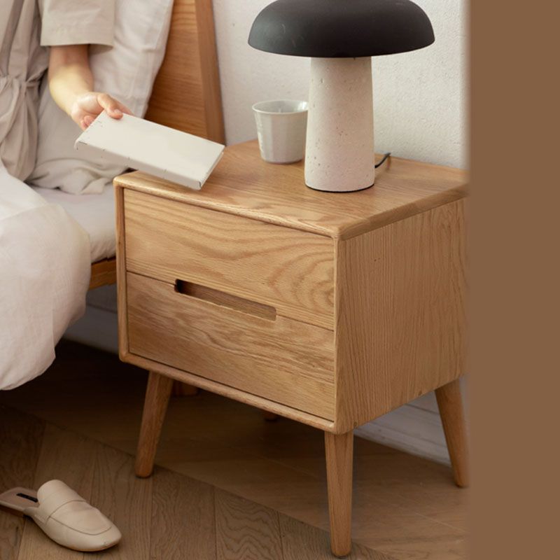 Scandinavian Wooden Bedside Cabinet with 2 Drawer for Bedroom