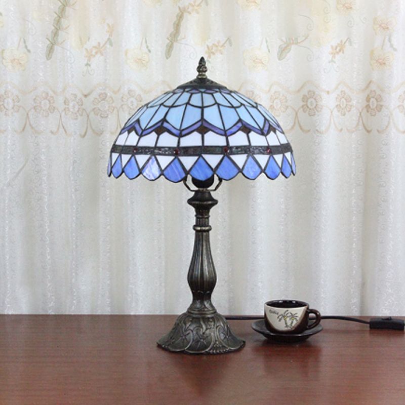 Tiffany Style Table Lamp 1-Light Desk Lamp with Glass Shade for Bedroom