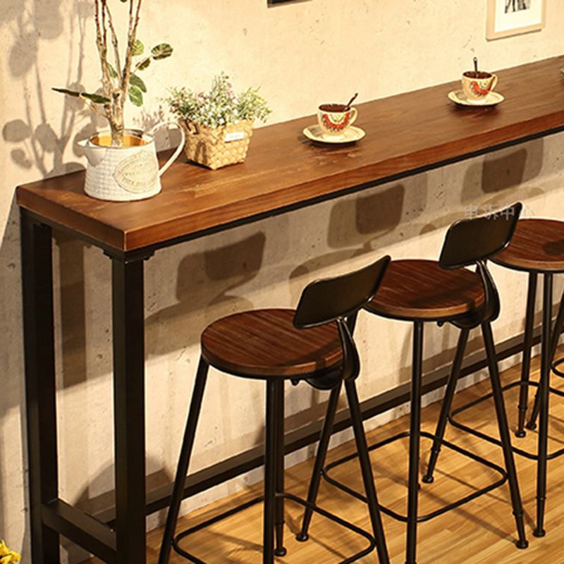 Industrial Style Bistro Bar Table Rectangle Wood Bar Table for Dining Room