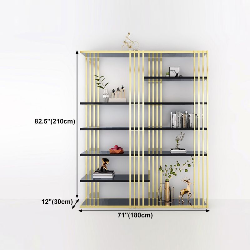 82.67 "H Bücherregal Gold Glam Style Open Back Bücherregal für Home Office Study Room