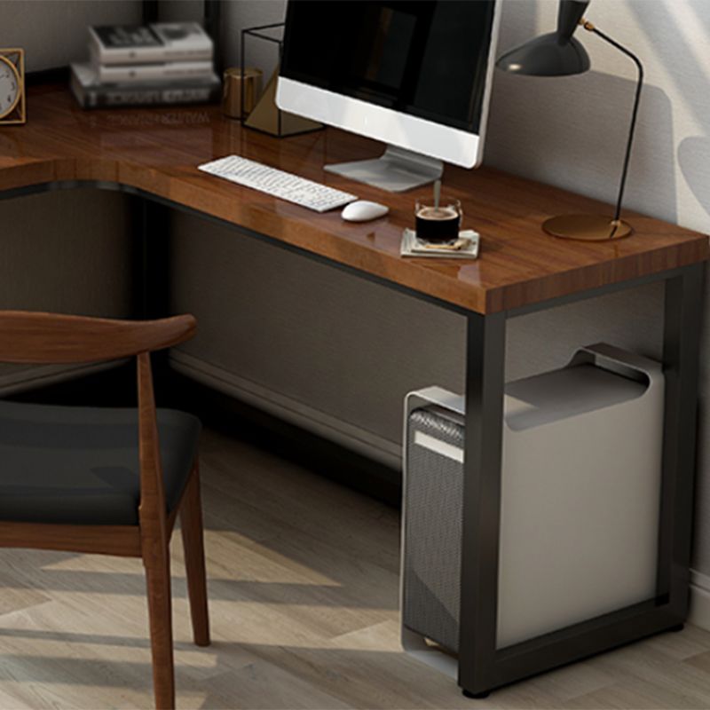 Industrial Style Writing Desk Solid Wood L-Shape Office Desk