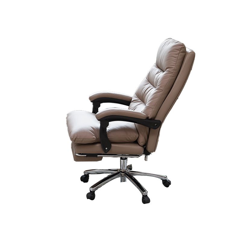 Modern Leather Desk Chair Adjustable Seat Height Padded Arms Office Chair with Wheels