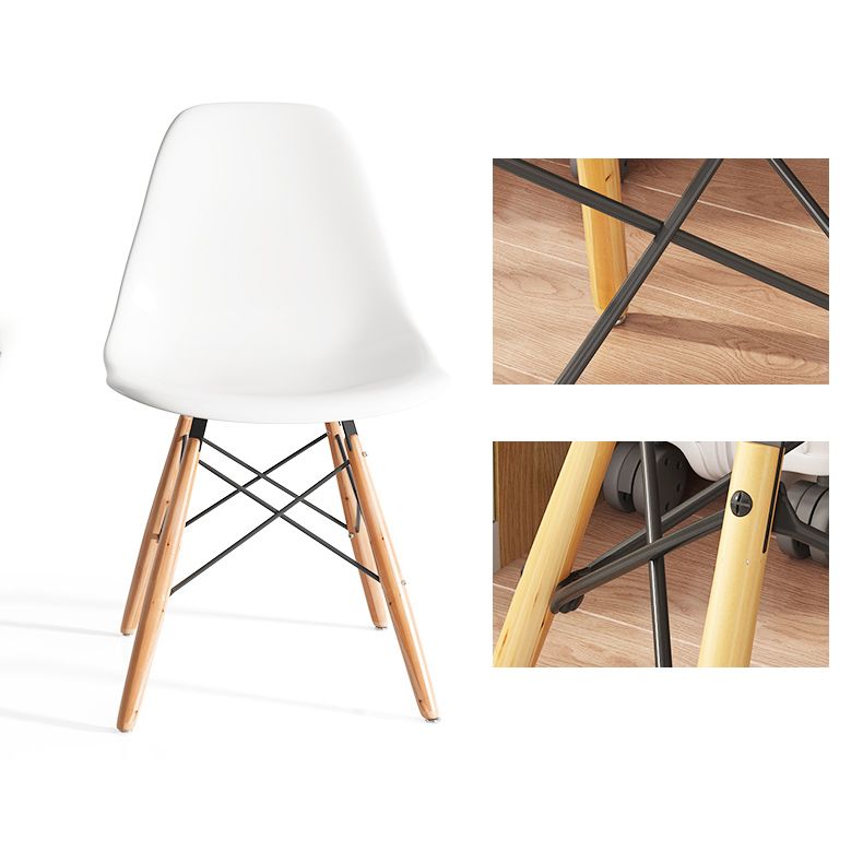 Kitchen Plastic Dining Chair Multicolor Side Chair Set with Wooden Legs