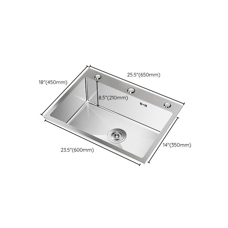 Stainless Steel Drop-In Kitchen Sink Single Bowl Sink with 3 Holes