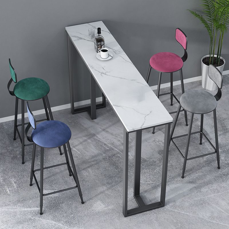 Modern Style Bar Table 42-inch Height Stone Top and Metal Base Bistro Table