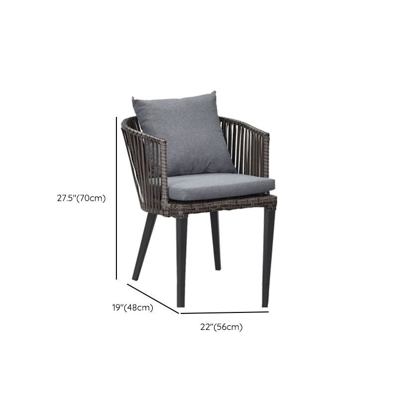 Metal Industrial Black Dining Armchair with Arm Patio Dining Chair