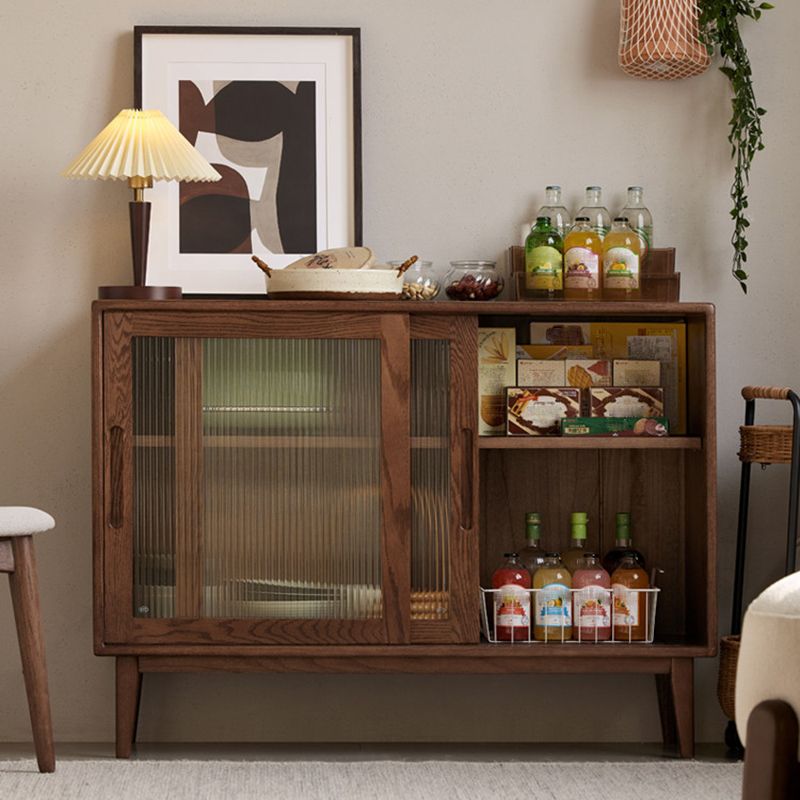 Modern Style Espresso Sideboard Solid Wood with Sliding Door