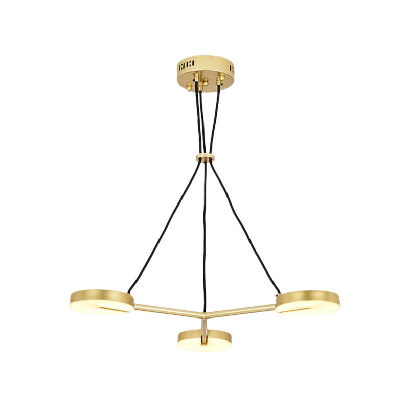 Rounded Chandelier Lighting Modernism Metal LED Gold Hanging Light Fixture for Living Room