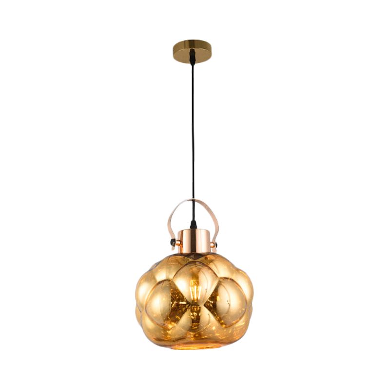 Wereldwijde hanglamp Modern handgeblazen glas 1 licht chroom/goud/roségouden plafondlamp voor eetkamer