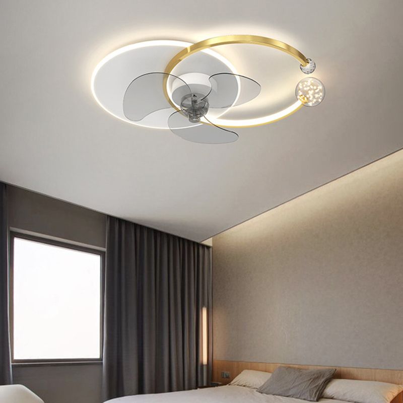 Éclairage de ventilateur de plafond de style moderne Métal 3 lumières LAVE PLADIER LAVE AVEC CRISTAL POUR CHAMBRE