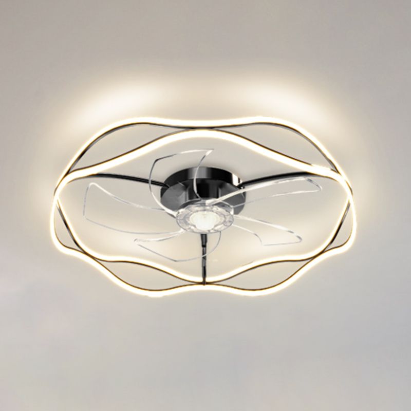 2 - Light LED Ceiling Fan Lighting in Gold / Black Modern Fan Light Fixture