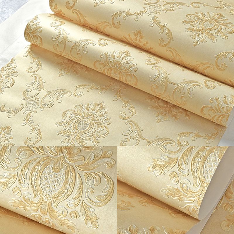 Moisture Resistant Jacquard Wallpaper Embroidered Retro Style Wall Covering for Home